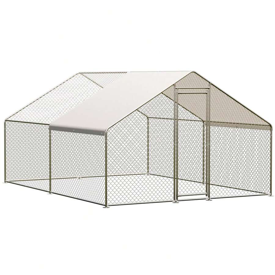 Gallinero Metálico Grande para 20 Gallinas - Jaula de 3x2x4 m con Cubierta Impermeable, Puertas con Cerradura y Techo en Pico para Máxima Seguri-dad - 9,8 tartas x 13,1 tartas x 6,6 tartas - Ver 1