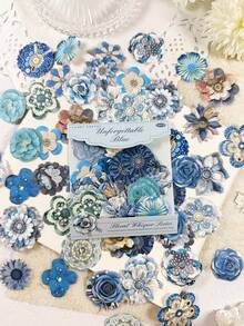 50pcs/Pack Vintage Fabric Flower Stickers, Hard Card Stickers For Scrapbooking, DIY Crafts, Photo Album, Diary Decoration - Multicolor - View 13