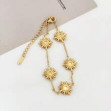 1 pieza Pulsera minimalista elegante y de moda personalizada de acero inoxidable, no se desvanece, adecuada para el uso diario de las mujeres - Pulsera con forma de girasol - Ver 6