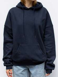 Sequin Embroidered Angel Wings Light Grey Sweatshirt Y2K Cute Women Sweatshirt, Casual Dropped Shoulder Long Sleeve Sweatshirt For Women - Navy Blue - View 2