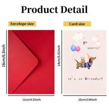 趣味腊肠犬生日贺卡 - “生日快乐！”卡通腊肠犬设计，配有气球和派对帽，附赠信封 - 适合任何收件人，节日贺卡 | 异想天开的插图 | 高品质纸卡，生日派对装饰 - A - 查看 6