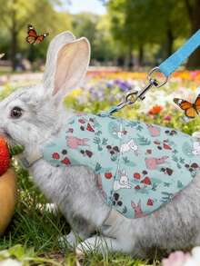 One Set Of Cute Print Series Fashion Rabbit Suit For Outing, For Rabbits Bunny Outfit With Harness & Leash - Cute Matching Outfits Suitable For Parties, Couples, Outdoor Walks - Comfortable Costume, For Lost & Training - Multicolor - View 8