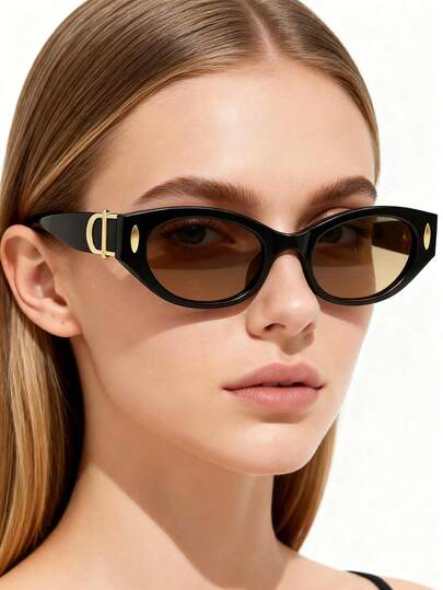 1 par de gafas de moda de mujer con montura pequeña y estilo retro, perfectas para salidas familiares de verano, viajes, excursiones a la playa, festivales de música y accesorios de moda para el día a día