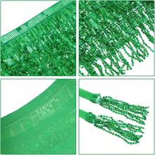 Sequin Belly Dance Scarf Tassel Wrap Sparkly Fringe Skirt With Pair Heart Party Rave Costume Women - màu xanh lá - Xem 5