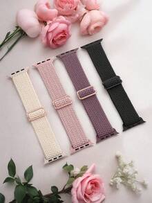 4条装编织单圈表带，兼容 38mm/40mm/41mm/42mm/44mm/45mm/46mm/49mm，男女通用，可调节弹力柔软尼龙表带，兼容 11/10/9/8/7/6/5/4/3/2/1/SE/Ultra/Ultra 2/3 - 彩色 - 查看 17