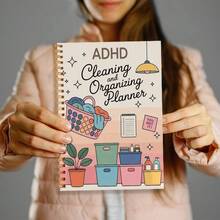 DANPERJI 1 Sổ tay lập kế hoạch dọn dẹp cho người mắc ADHD - Sổ ghi lịch dọn dẹp màu hồng và xanh dương kèm giỏ đựng quần áo, sổ tay hướng dẫn tạo động lực cho người lớn, kế hoạch dọn dẹp hàng tuần/hàng tháng không ghi ngày tháng cho nhà cửa, văn phòng - Quà tặng cho người mắc ADHD và đồng nghiệp - 1 cái - Xem 3