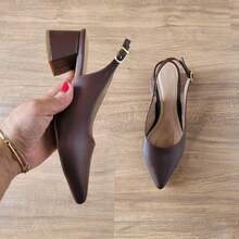 Women's Slingback Pump With 5cm Block Heel - Comfortable And Stylish - Cà phê nâu - Xem 11