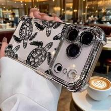 Funda de teléfono personalizada con diseño creativo de patrón de tortuga negra, adecuada para Apple  17 Air 16 15 14 13 12 11 Pro Max X XR XSMAX 8 7 Plus, marco electrochapado, funda suave a prueba de golpes de cuatro esquinas, cubierta trasera de lujo, funda para smartphone, funda artística para teléfono, patrón único, material duradero, entusiasta de la tecnología, protector de herramientas pequeñas - Multicolor - Ver 6