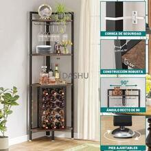 Estante de Vino de Esquina, Estantería esquinera para vinos 4 Niveles, con Soporte para Vidrio y estantes de Almacenamiento, Estante de Esquina Industrial para Sala de Estar, Comedor, Cocina - por defecto - Ver 4