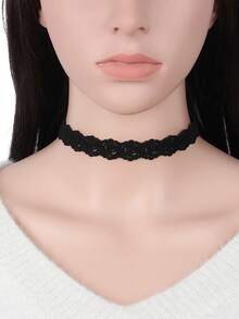 1pc Women's Retro Gothic Rose Flower Choker Necklace Collar - Multicolor - View 3