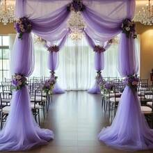 1件393英寸浅紫色薄纱面料,长款纯色薄纱窗帘,多用途派对背景,适用于婚礼拱门、家居装饰、婚礼拱门背景、婴儿派对装饰、紫色拱门面料、家居装饰、生日婚礼派对 - 紫色 - 查看 11