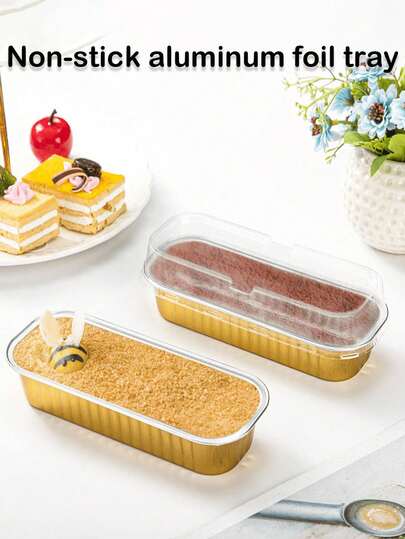 Juego de bandejas de hornear de aluminio antiadherente de uso intensivo - Bandejas rectangulares mini para pan y brownies para freidoras de aire, hornos, parrillas y campamento - Reutilizables, apilables, aptos para lavavajillas | Perfecto para hacer brownies, perritos calientes, preparación de comidas, fiestas y cocinas comerciales.