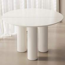 46.06" Cream White Dining Table Set With 2/4 Chairs, Modern Round Kitchen Table, Small Indoor End Table For Kitchen, Bar, Living Room, Small Space, Easy Assembly, Guyii - White - View 12