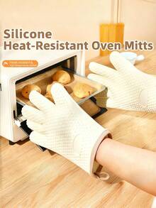 One Silicone Heat-Resistant Glove (Not A Pair), Featuring A Non-Slip Texture And Convenient Hanging Loop, Thickened Heat-Resistant Design For Effective Burn Prevention, Suitable For Various High-Temperature Scenarios Such As Baking, Grilling, Frying, And Microwave Cooking, Fits The Hand Shape, Is Easy To Clean And Heat-Resistant, Making It A Practical Choice For Home Kitchens, Baking Enthusiasts And Restaurant Chefs. - Multicolor - View 2