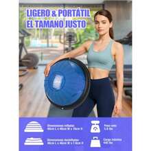 JCH-Disco de Equilibrio 46cm Media Pelota de Equilibrio con Bomba Pelota de Yoga 25cm y Banda Elástica Kit 3-en-1 para Fitness en Casa Yoga y Pilates [Azul] - Azul - Ver 5