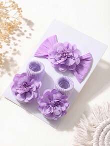 1 قطعة شريط رأس لطيف ولين بألوان الحلوى + زوج واحد من جوارب أطفال لطيفة مانعة للانزلاق بألوان الحلوى للزحف والمشي اليومي، بدون بطاقة ورقية - متعدد الألوان - مشاهدة 17