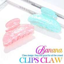 Acrylic Claw Clips Pink Hair Clips Cute Hair Claw Barrettes Medium Nonslip Hair Claw Hair Accessories For Women And Girls (Pack Of 2) (F-Dark Pink&Sky Blue),39848890 - 藍色 - 查看 2