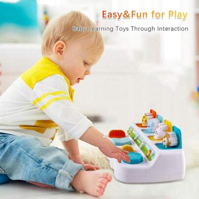 18+ Months Baby Sensory Bouncy Toy - Montessori Cause & Effect Color Sorting Animal Toy With Buttons, Enhances Baby's Responsiveness. Perfect Birthday/Christmas/Halloween/Children's Day/Holiday Gift For Toddler Boys & Girls (Random Color)