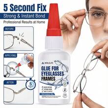 WHILELIFE 眼镜框修复胶 - 修复破损眼镜框 | 速干强力耐用胶水，易于使用 20克眼镜胶 - Eyeglasses Frame Repair Glue - 查看 2