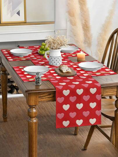 1ชิ้น ผ้าปูโต๊ะตกแต่งวันวาเลนไทน์, ผ้าปูโต๊ะลายหัวใจ XOXO, ซักได้, เหมาะสำหรับห้องครัว, โต๊ะอาหาร, งานเลี้ยง, ตกแต่งงานแต่งงาน, หิ้งเตาผิง, ตกแต่งประตู/หน้าต่างกระจก, ทางเข้า, การสังสรรค์ในครอบครัว, โต๊ะกาแฟ, ห้องนั่งเล่น