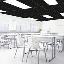 Drop Ceiling Tiles 2ft X 4ft PVC Waterproof Panel Cover 5mm Washable And Fire-Rated Drop Tile 48 Sq. Ft - Black - 黑色 - 查看 2