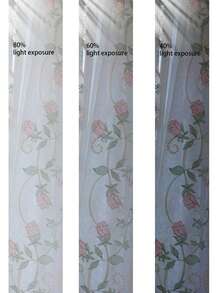1 件法式田园刺绣薄纱窗帘，无需钻孔，适用于阳台、卧室，适合多种场合 - 彩色 - 查看 6