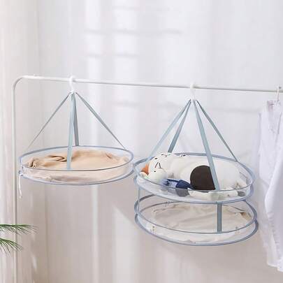 Cesta plegable para secar la ropa, red colgante grande y plegable para prendas delicadas y artículos pequeños, estante de una/dos capas que ahorra espacio, ideal para apartamentos, balcones y dormitorios