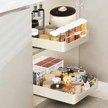 Organizador de gabinete extraíble fijo con nanopelícula adhesiva estantes deslizantes para despensa Organizador Bajo Fregadero organizador de cajones extensible 1 Pieza (Anchura 25cm) - Anchura 25cm - Ver 1