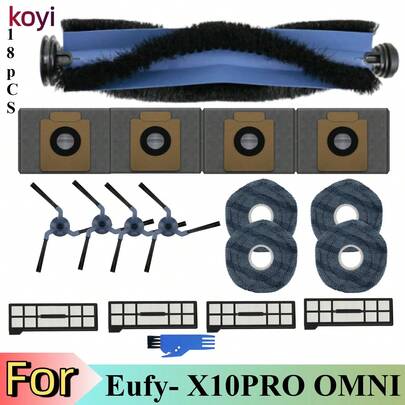 Replacement Accessories For Eufy X10 Pro Omni: Roller Brush + Side Brush + HEPA Filter + Mop Pad