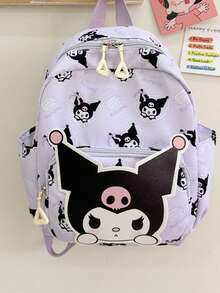 Mochila Fofa e Nova da Sanrio - Mochila Multiuso com Dois Compartimentos, Design de Desenho Animado Adorável, Adequada para Uso Diário e Volta às Aulas. Tecido de Poliéster Leve, Resistente à Água e à Umidade para Proteger os Itens, Múltiplos Bolsos para Armazenamento Organizado. Alças de Ombro Acolchoadas e Ajustáveis e Painel Traseiro de Tela Respirável para Uso Confortável. Kawaii - Multicolorido - Visão 9