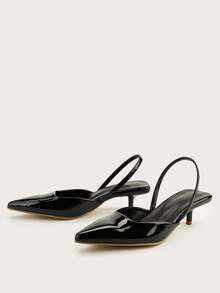 Giày cao gót quai hậu độc đáo, thanh lịch dành cho nữ năm 2024 (phần mũi giày khoét không đối xứng) - màu đen - Xem 4