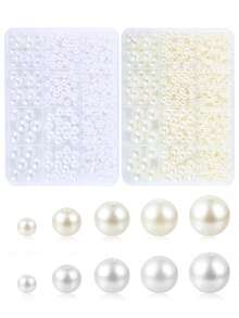 200/1200 Pcs Pearl Beads For Jewelry Making, 5 Size Round Pearls For Bracelets Making Kit Small Pearl Filler Beads With Hole For DIY Craft Necklace Earrings - Pearl Set - View 1