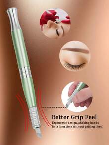 1pc Green Manual Tattoo Pen, Permanent Makeup Machine, Microblading Eyebrow Lip Pen, Professional Tattoo Artist Tebori Pen