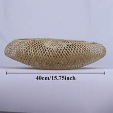 40厘米乡村风格吊灯灯罩 - 手工竹制吊灯，适用于厨房岛台、餐厅和农舍天花板（仅含灯罩）