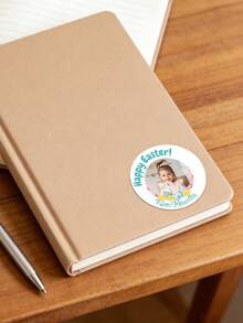 12/24/40pc Custom Easter Baby Photo Round Stickers: Personalized Easter Basket Labels,Easter Favor Stickers,Easter Party Favor,Goodie Bag Sticker - Multicolor - View 4