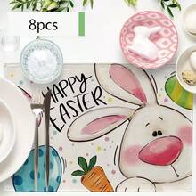 1/2/4/6/8/300 Pcs Luxury Placemat Set, Featuring Modern Minimalist Easter Bunny Pattern Design. Size: 12*18 Inches/30*45 Cm, Multiple Patterns Available, Suitable For Easter Dining And Home Decor. - Multicolor - View 13