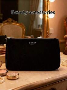 Mellanstor sminkväska med sammetskedja och axelrem för kvinnor - Daily Fashion GUCCIBAG-RED-BEE - Svart - Visa 4