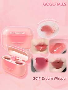 GOGO TALES GOGOTALES 双色唇膏，灵感源自耳机，持久滋润，不褪色，镜面光泽唇彩，哑光丝绒唇釉，唇膏，适合约会和通勤上班。 - G01# Dream Whisper - 查看 2