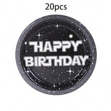 10pcs/20pcs/40pcs/50pcs,Disposable Paper Plates For Starry Sky Themed Birthday Party Decorations, Black Galaxy Spaceship 7-Inch And 9-Inch Paper Plates, Starry Sky Themed Birthday Party Supplies & Gifts - Multicolor - View 14