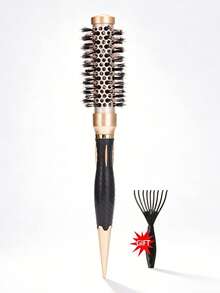1 Set Gold Ceramic Round Hair Brush, High Heat Resistant Styling Brush, Suitable For Voluminous, Curly And Straight Hair, Women's Travel Essential, Portable, Professional Hairstyling And Hair Care Tool, Gentle Hair Care - Multicolor - View 14