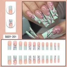Water Pipe Pattern Floral French Manicure Nail Tips, 24 Pieces Per Pack, Nail Stickers. - SGCY-201 - View 1