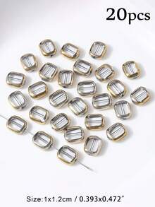 EECLYCJ 20颗复古风格10x12毫米长方形玻璃珠，金边，适合女性DIY友谊手链、耳环、项链、手机链、波西米亚风首饰制作材料