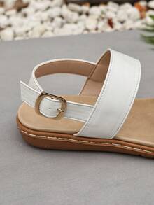 Flat Sandals For Women Comfortable Elastic Strap Walking Sandals Rhinestone Open Toe Casual Sandals - White - View 3
