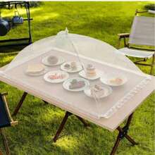 1件装白色可折叠防虫/防蚊虫食物罩 - 可拆卸可水洗网状蔬菜桌罩，适用于露营/餐厅