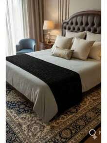 PESEIRA LUXO CAMA SOFÁ MANTA TRICOT TRANÇA CAMA KING QUEEN E SOFÁ - Preto - Visão 2