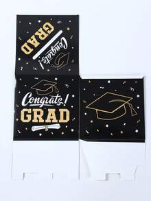 1 Set Graduation Paper Card Box, Black Cap Pattern Graduation Wish Voting Box, Graduation Decision Collection Box, Graduation Party Decorations, Graduation Decorations, Graduation Season Party Game Props, Congratulatory Graduation Tabletop Centerpiece, Graduation Souvenirs, Party Favors - Black - View 8