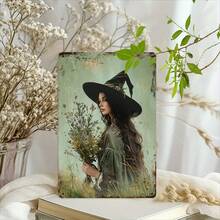 Room Decor Witchy Wall Decor, 8x12 Inches, Vintage Iron Metal Sign, Pre-Drilled Easy Hang, Rustic Witch Themed Art For Bedroom, Bathroom, Party, For Halloween - White - View 7