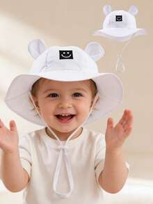 1pc Baby Bucket Hat, Suitable For 3-12 Months, Unisex, Cute Ear Design, Adjustable Chin Strap, Wide Brim Sun Protection Hat, Summer Beach Outdoor Cap (Multiple Colors Available) - Ear-shaped Fisherman's Hat - View 14