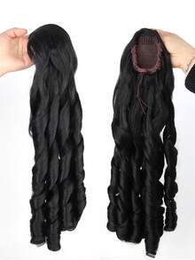 Tóc giả đuôi ngựa xoăn kiểu La Mã, tóc nối đuôi ngựa gợn sóng tổng hợp có dây rút và 2 kẹp lược, tóc giả lọn xoăn dành cho nữ. - Nhiều màu - Xem 5
