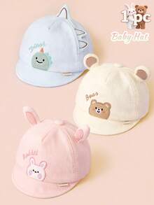1顶婴儿柔软可爱动物造型透气帽檐棒球帽，舒适防晒，适合6-10个月宝宝春夏佩戴，多种颜色可选，是绝佳的生日礼物。 - 彩色 - 查看 3